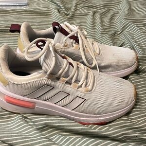 white and pink adidas sneakers